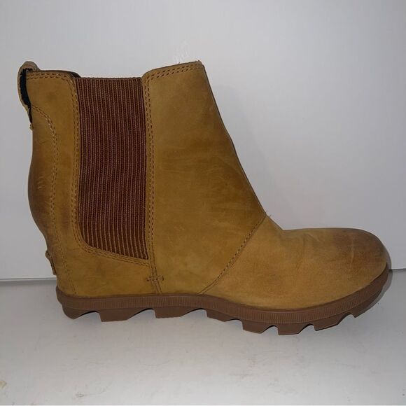 Sorel Boots Womens 9.5 Joan Of Artic Wedge II Chelsea NL3022-240 Brown Leather - Picture 4 of 11